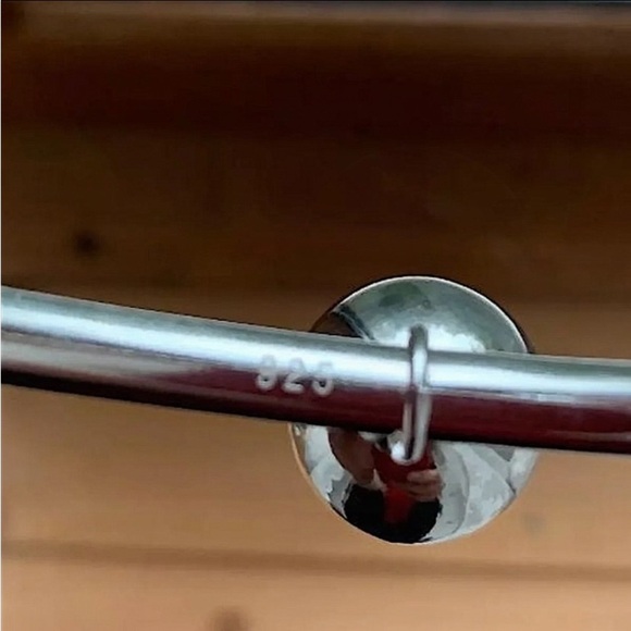 Ball Charm Sterling Silver Bangle Bracelet Ring Set - Picture 5 of 14